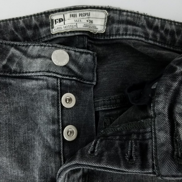 Free People Skinny Ankle Jeans Black Button Fly 26 - Picture 4 of 8